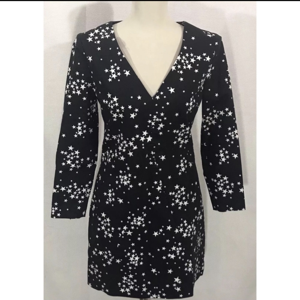 Kate Spade Black and White Star Long Sleeve Dress